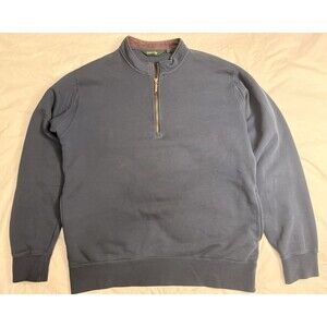 Navy Blue Half Zip ORVIS Men’s Pullover Sweater Size M - Sleek Cotton Pullover